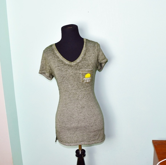 Tops - Adorable Olive Grey Tint Color Midwest is Best Top